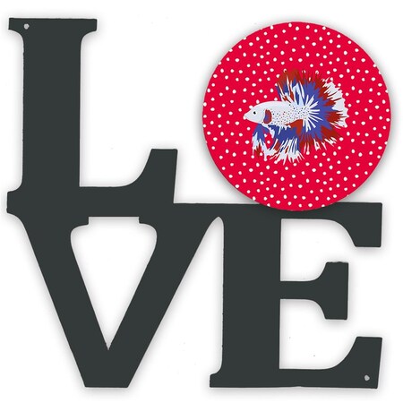 Carolines Treasures 11.5 x 11.75 in. Comb Tail Betta Love Metal Artwork Wall Decor CK5483WALV